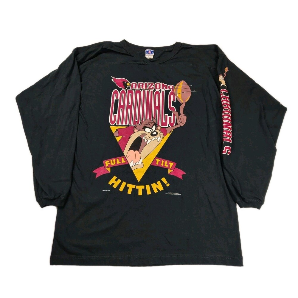 Arizona Cardinals Taz Looney Tunes NFL LS  TShirt Black L Vintage 90s Baggy